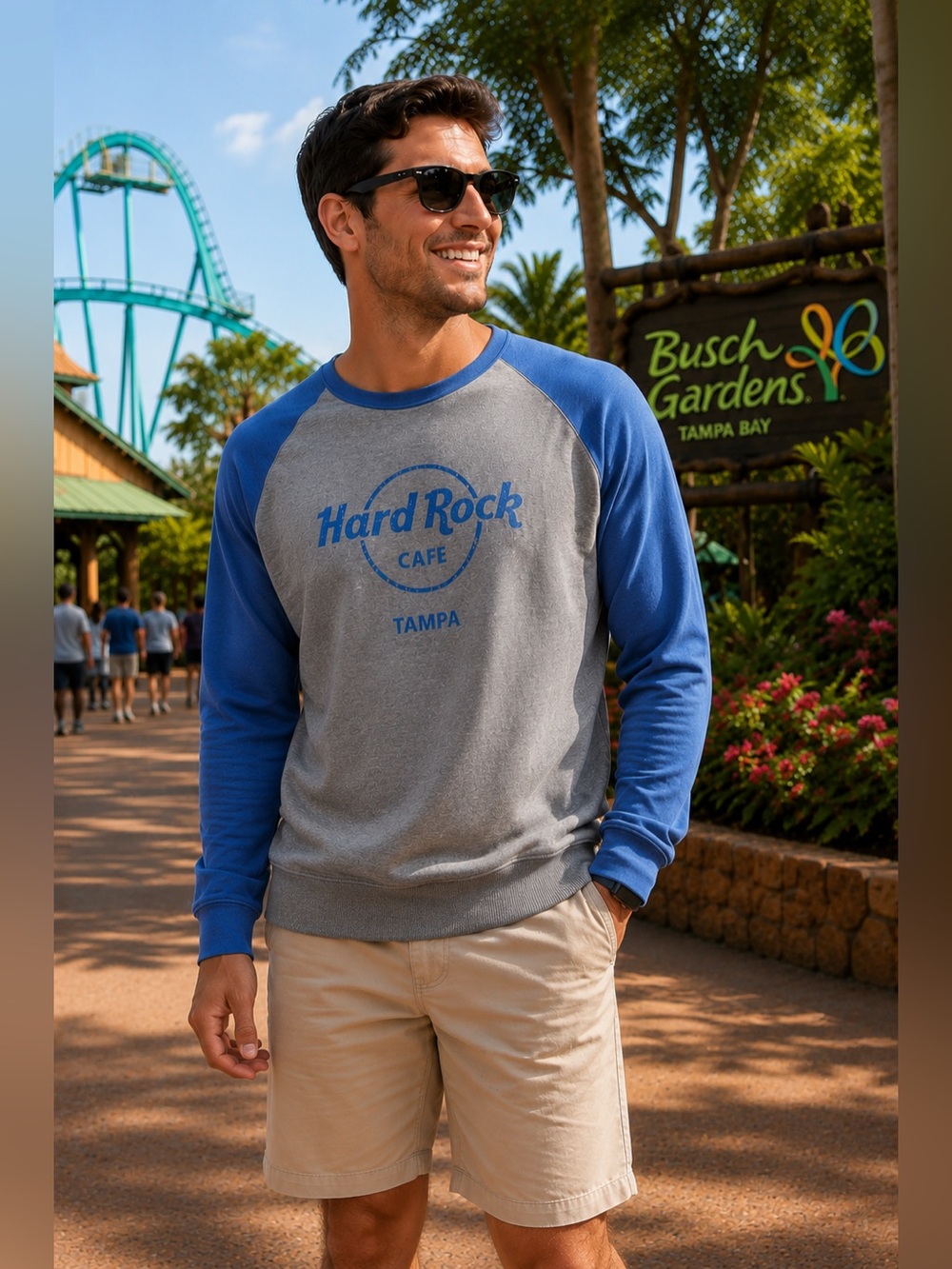 Hard Rock Cafe Tampa Blue Gray Sweatshirt NEW M